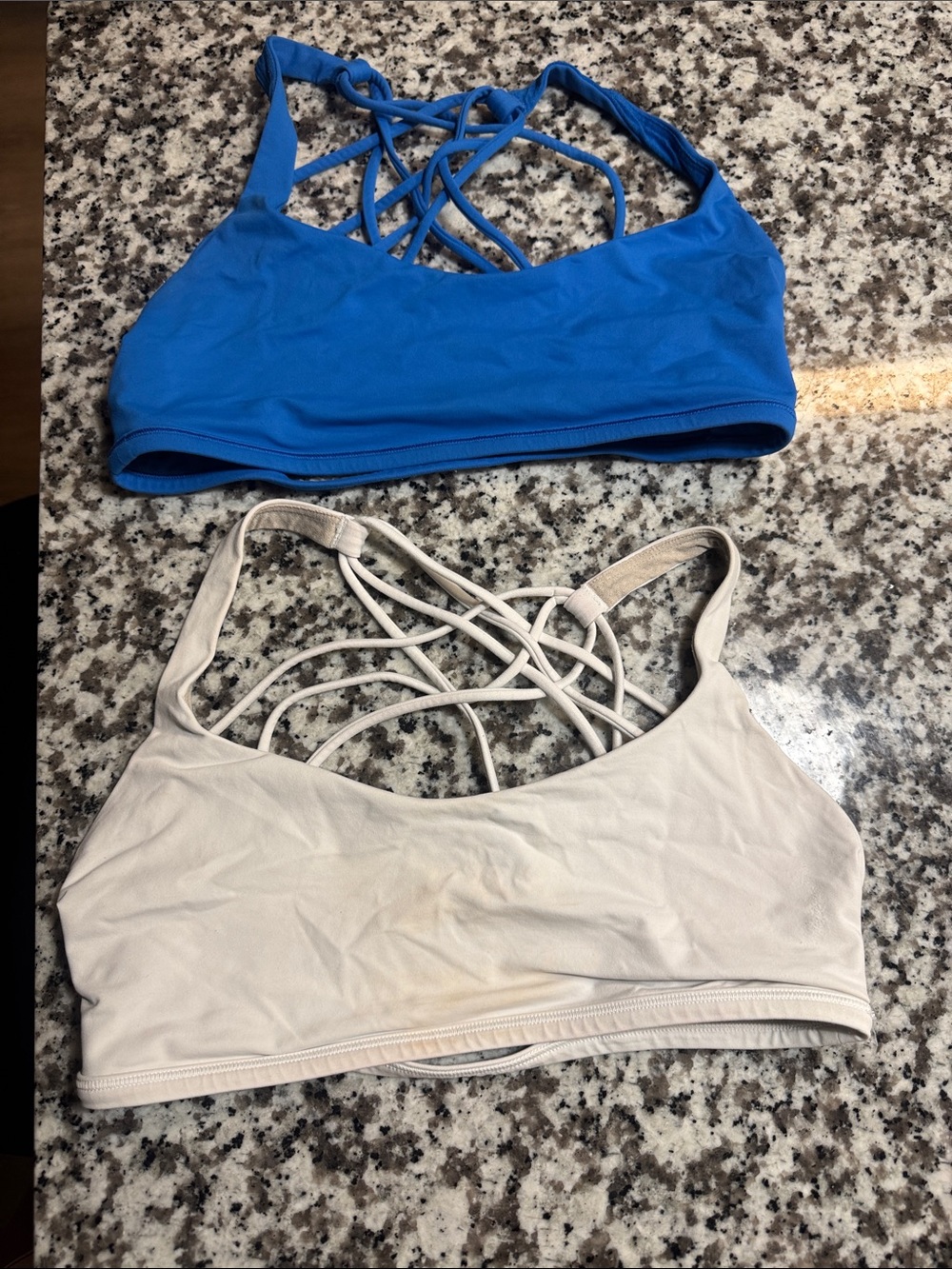 lululemon athletica Strappy Sports Bras in Blue and Cream